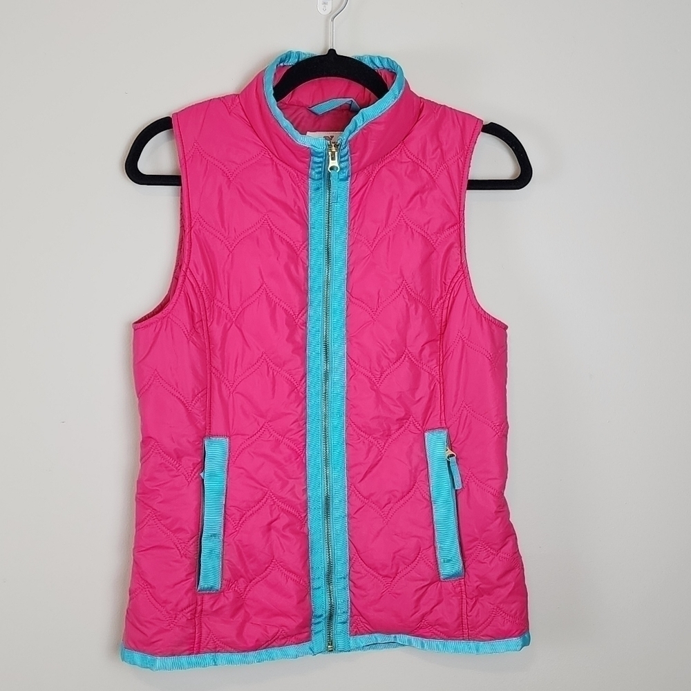Vineyard Vines size XS Women pink vest teal trim